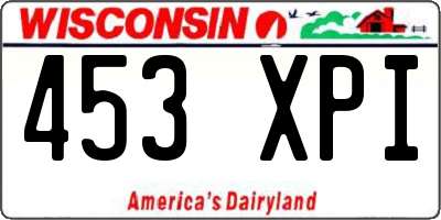 WI license plate 453XPI