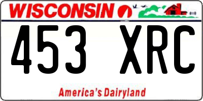 WI license plate 453XRC