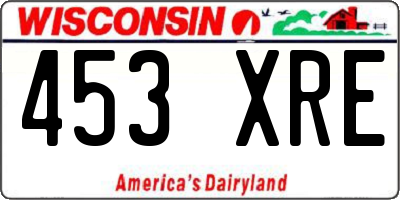 WI license plate 453XRE