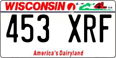 WI license plate 453XRF