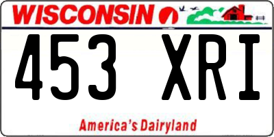 WI license plate 453XRI