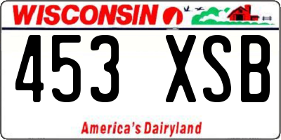 WI license plate 453XSB