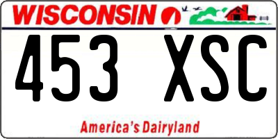 WI license plate 453XSC