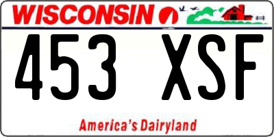 WI license plate 453XSF