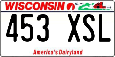 WI license plate 453XSL