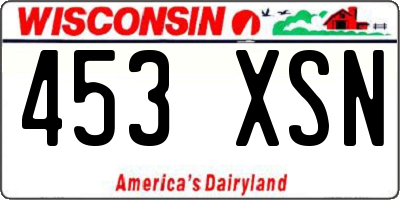 WI license plate 453XSN