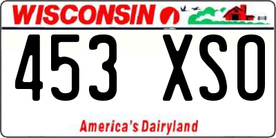 WI license plate 453XSO