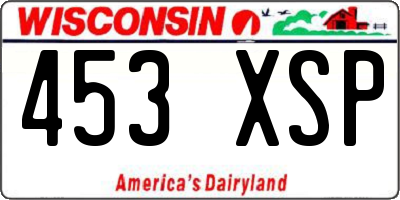 WI license plate 453XSP