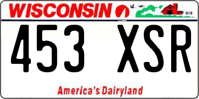 WI license plate 453XSR