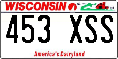 WI license plate 453XSS
