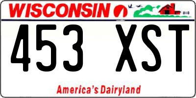 WI license plate 453XST
