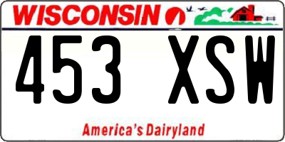 WI license plate 453XSW