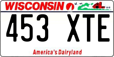 WI license plate 453XTE