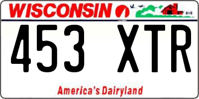 WI license plate 453XTR