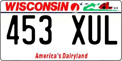 WI license plate 453XUL