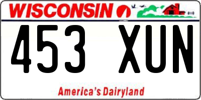 WI license plate 453XUN