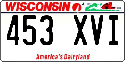 WI license plate 453XVI