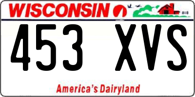 WI license plate 453XVS
