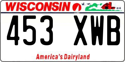 WI license plate 453XWB