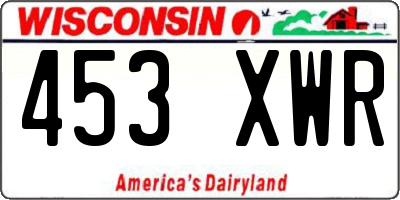 WI license plate 453XWR