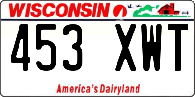WI license plate 453XWT