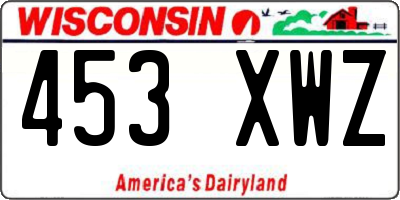 WI license plate 453XWZ