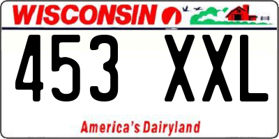 WI license plate 453XXL