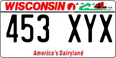 WI license plate 453XYX
