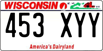 WI license plate 453XYY