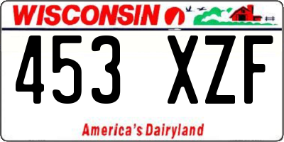 WI license plate 453XZF