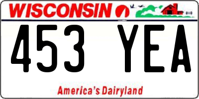 WI license plate 453YEA