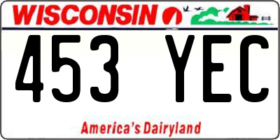 WI license plate 453YEC