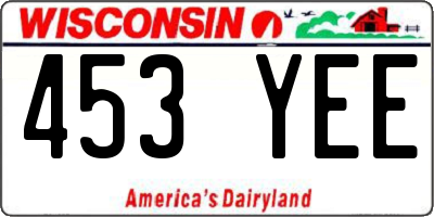 WI license plate 453YEE