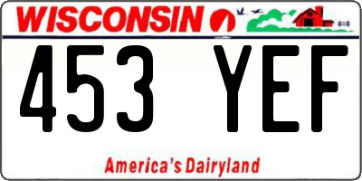 WI license plate 453YEF