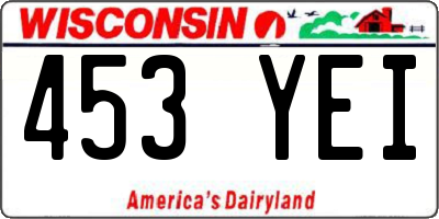 WI license plate 453YEI