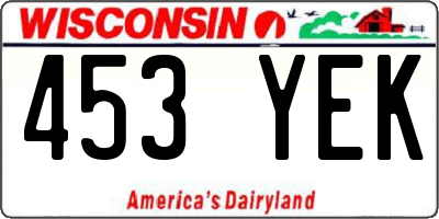 WI license plate 453YEK