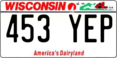 WI license plate 453YEP