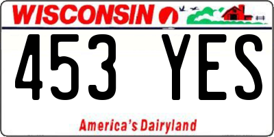 WI license plate 453YES