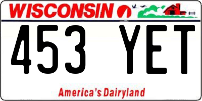 WI license plate 453YET