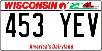 WI license plate 453YEV