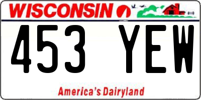 WI license plate 453YEW