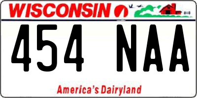 WI license plate 454NAA