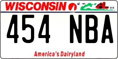 WI license plate 454NBA