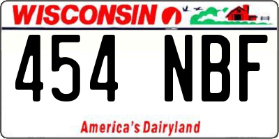 WI license plate 454NBF