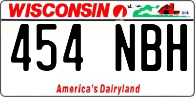 WI license plate 454NBH