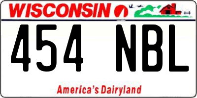 WI license plate 454NBL