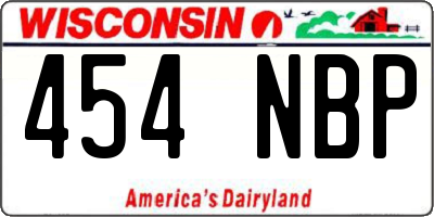 WI license plate 454NBP