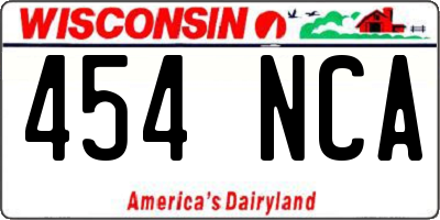 WI license plate 454NCA