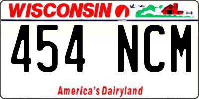 WI license plate 454NCM