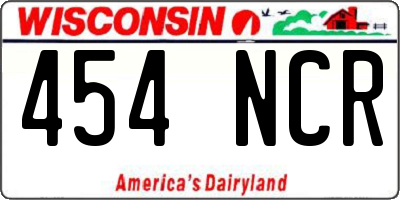 WI license plate 454NCR